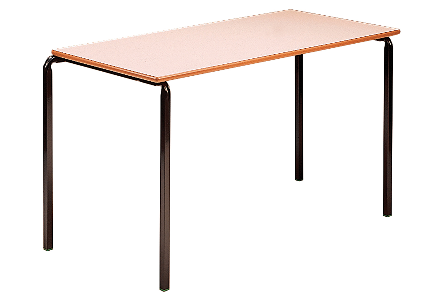Qty 4 - Rectangular Crush Bent Classroom Tables 6-8 Years, 110wx55dx59h (cm), Black Frame, Beech Top, MDF Beech Edge