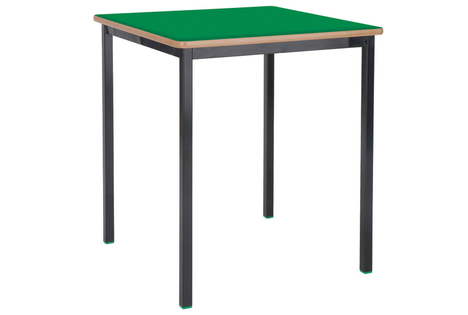 Qty 5 - Square Fully Welded Classroom Tables 11-14 Years, 55wx55dx71h (cm), Light Grey Frame, Beech Top, PU Charcoal Edge