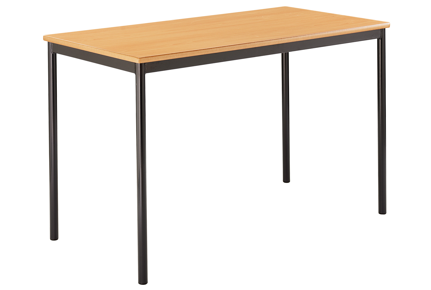Qty 4 - Rectangular Fully Welded Classroom Tables 14+ Years, 120wx60dx76h (cm), Light Grey Frame, Beech Top, MDF Beech Edge