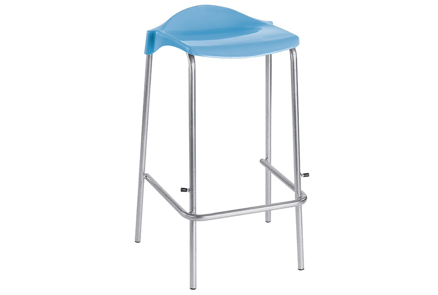 Qty 8 - Metalliform WSM Classroom Stool, 61h (cm), Light Grey Frame, Blue Seat