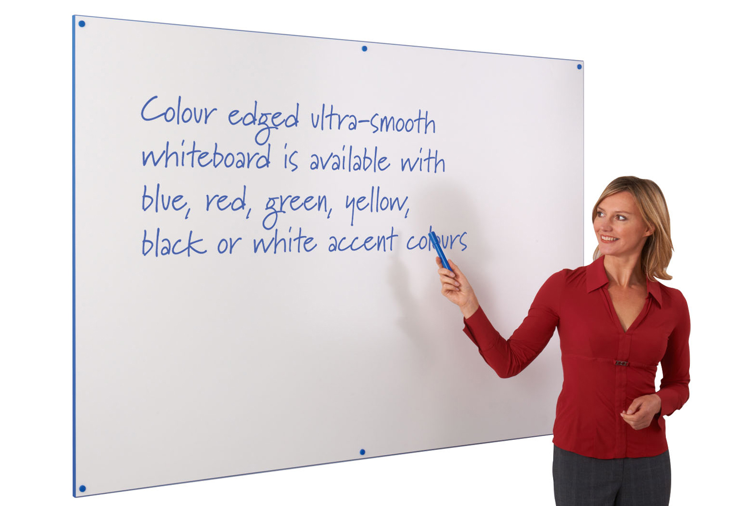 Colour Edged Whiteboard, 120wx90h (cm), Blue
