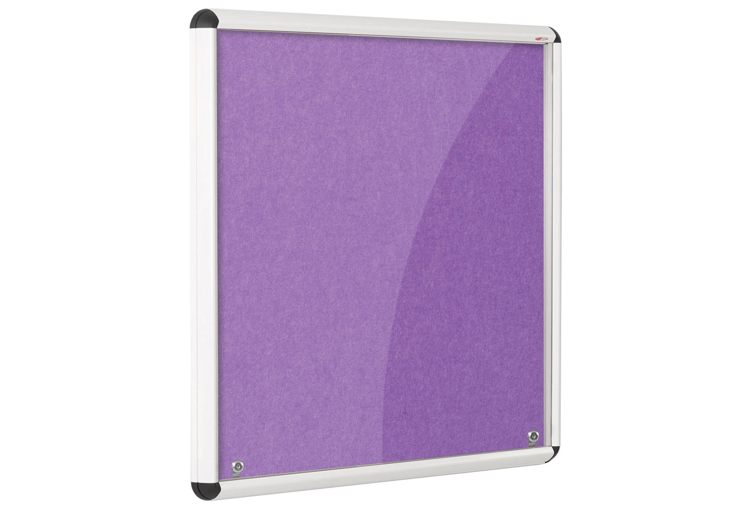 Shield Eco-Colour White Framed Corridor Tamperproof Noticeboards, 120wx120h (cm), Purple