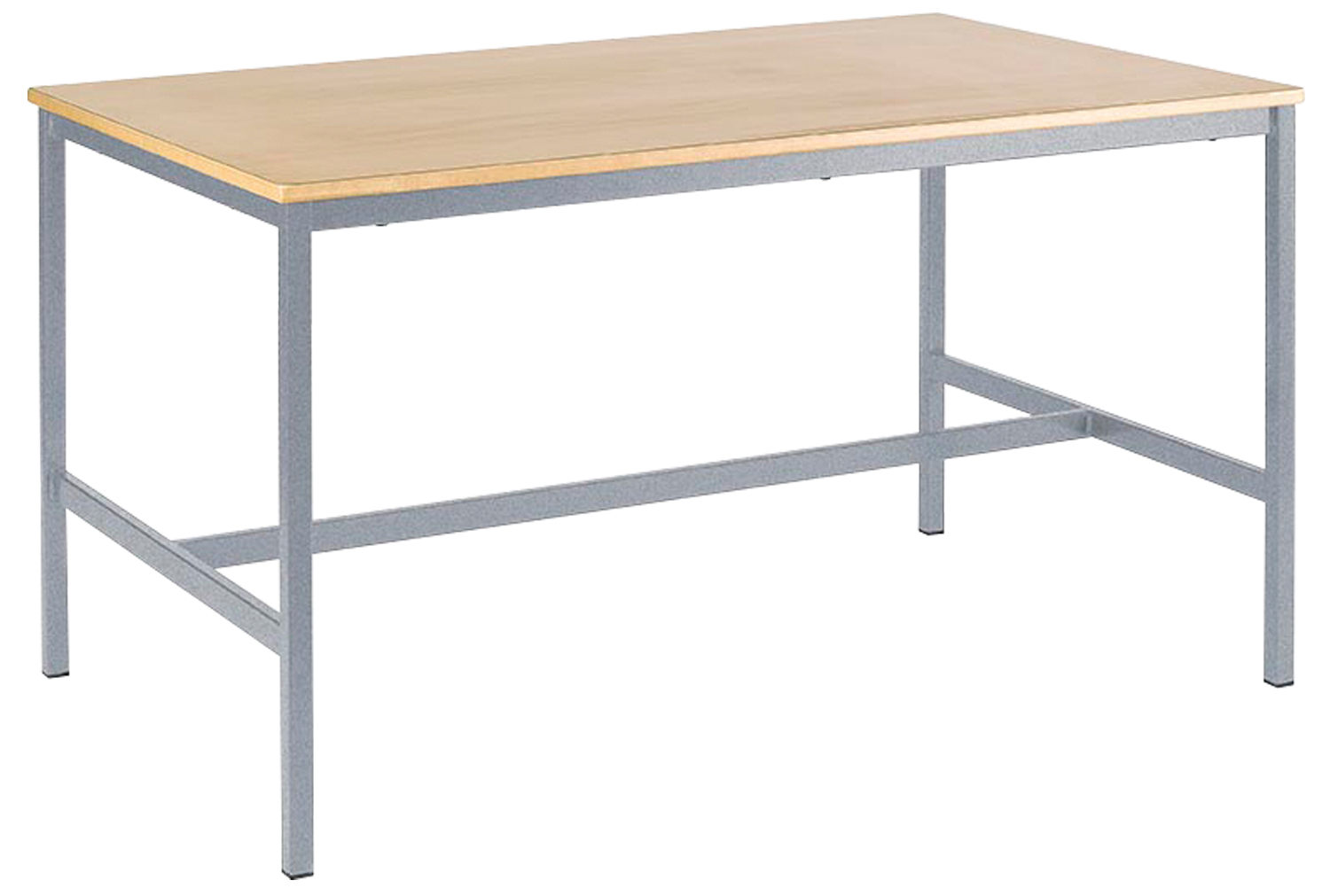 Qty 2 - Fully Welded Craft Tables, 120wx60dx100h (cm), Speckled Grey Frame, Beech