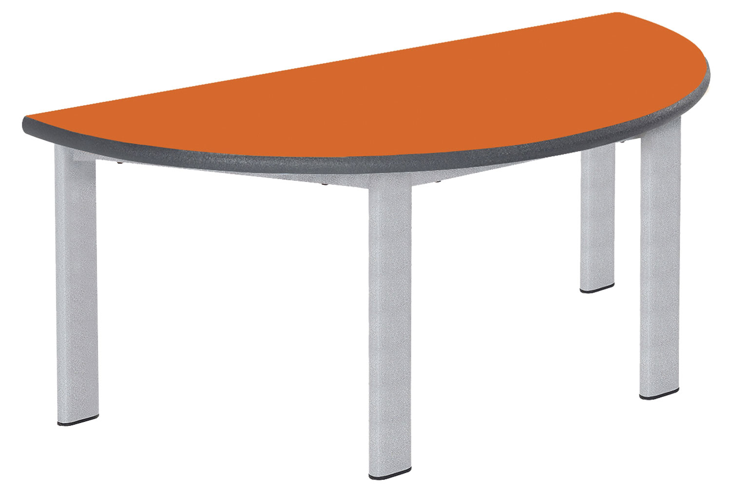 Qty 4 - Elite Static Height Semi Circular Classroom Tables 8-11 Years, Speckled Grey Frame, Lime Top, PU Charcoal Edge