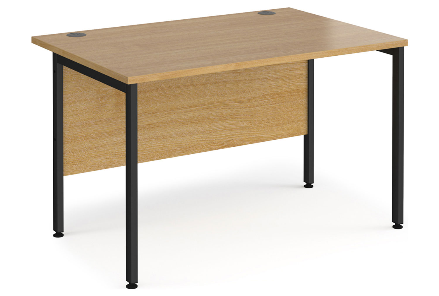 Value Line Deluxe H-Leg Rectangular Office Desk (Black Legs), 120wx80dx73h (cm), Oak, Express Delivery