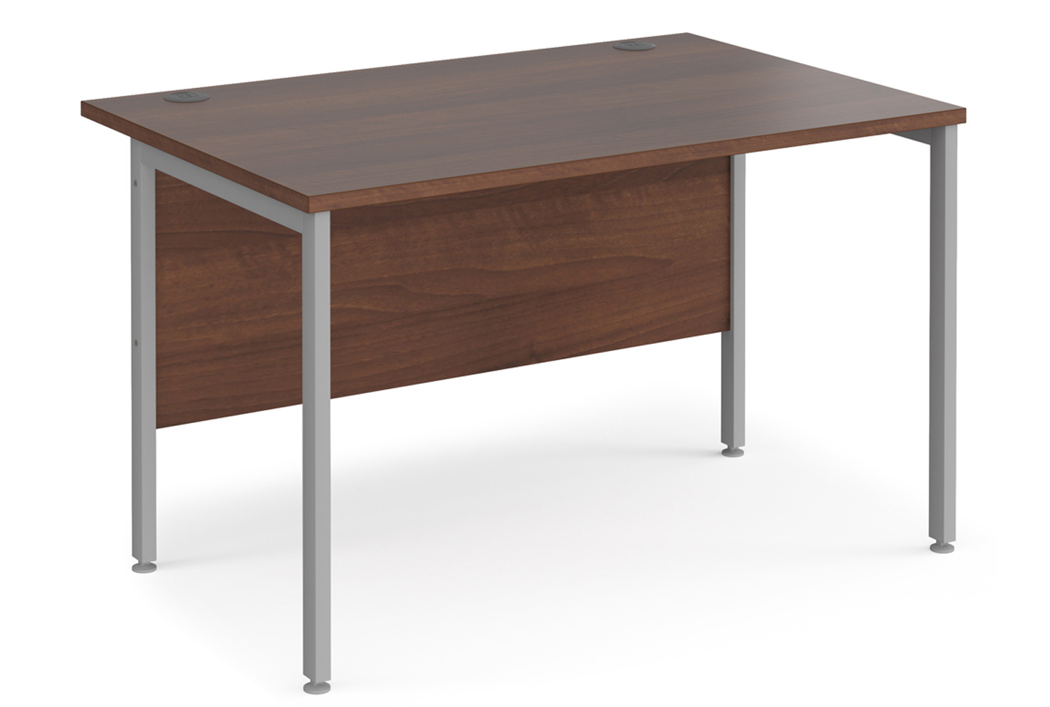 Value Line Deluxe H-Leg Rectangular Office Desk (Silver Legs), 120wx80dx73h (cm), Walnut
