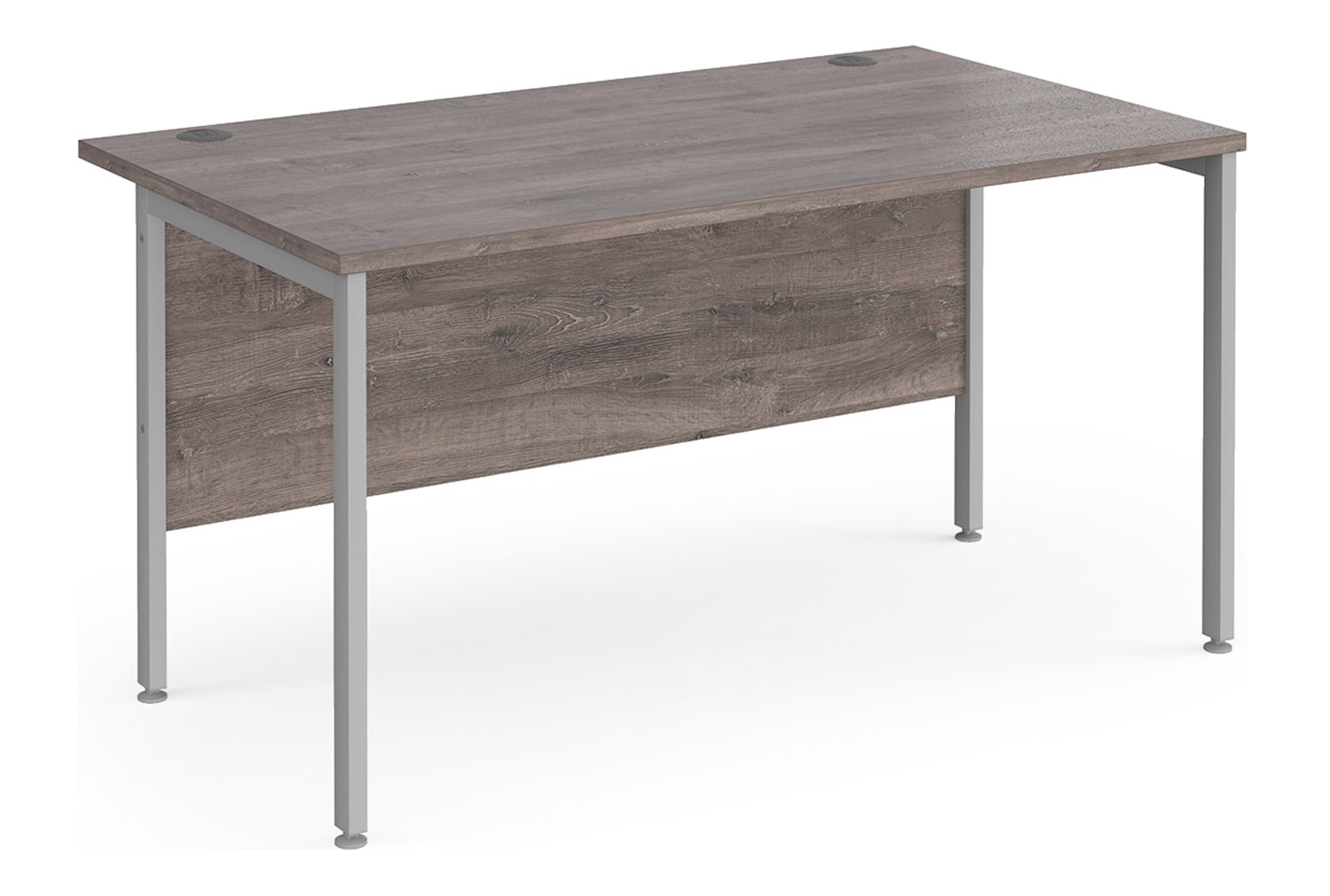 Value Line Deluxe H-Leg Rectangular Office Desk (Silver Legs), 140wx80dx73h (cm), Grey Oak