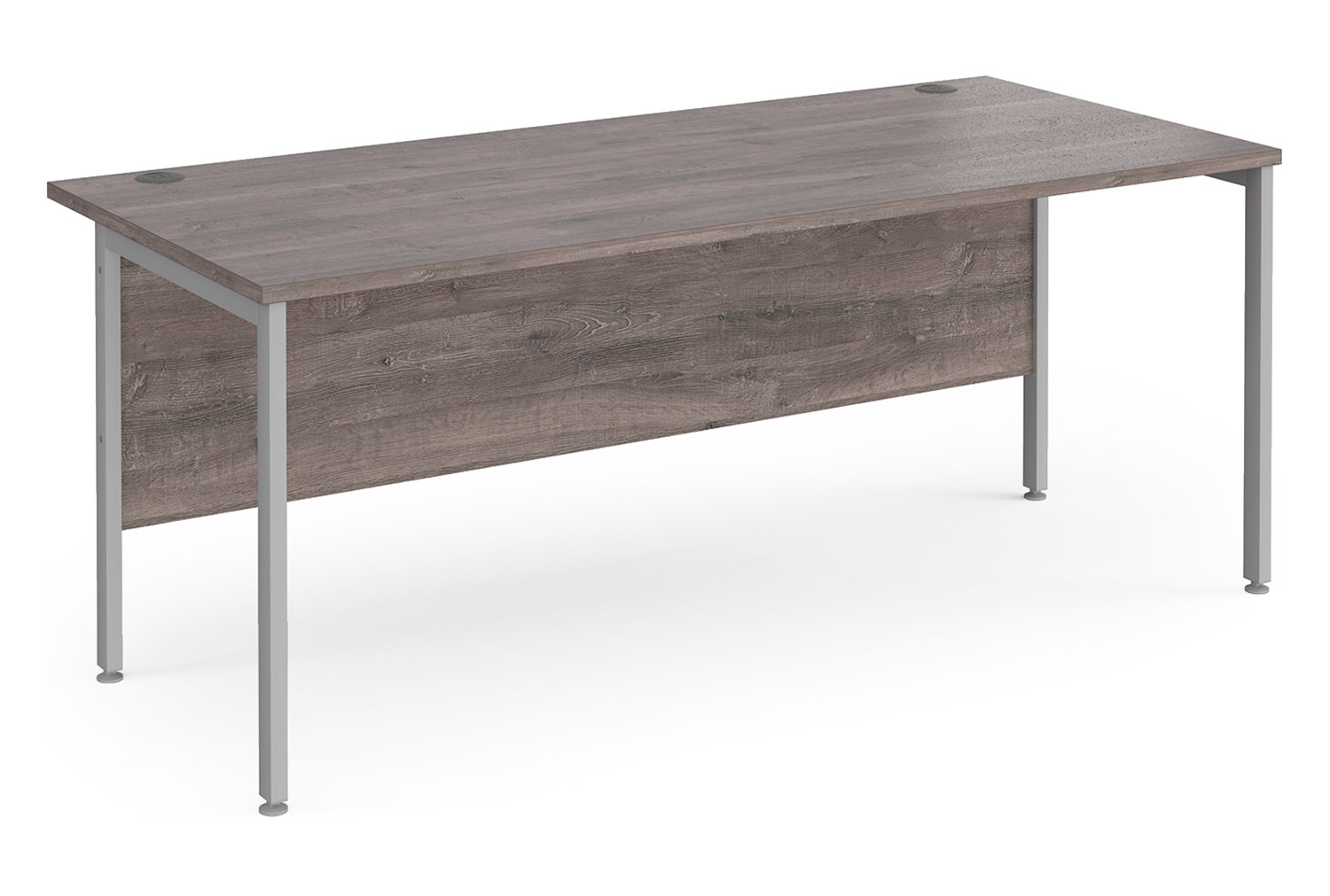 Value Line Deluxe H-Leg Rectangular Office Desk (Silver Legs), 180wx80dx73h (cm), Grey Oak