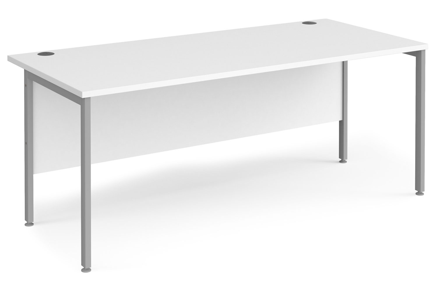 Value Line Deluxe H-Leg Rectangular Office Desk (Silver Legs), 180wx80dx73h (cm), White
