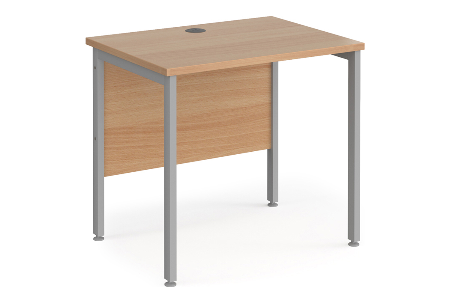 Value Line Deluxe H-Leg Narrow Rectangular Office Desk (Silver Legs), 80wx60dx73h (cm), Beech, Express Delivery
