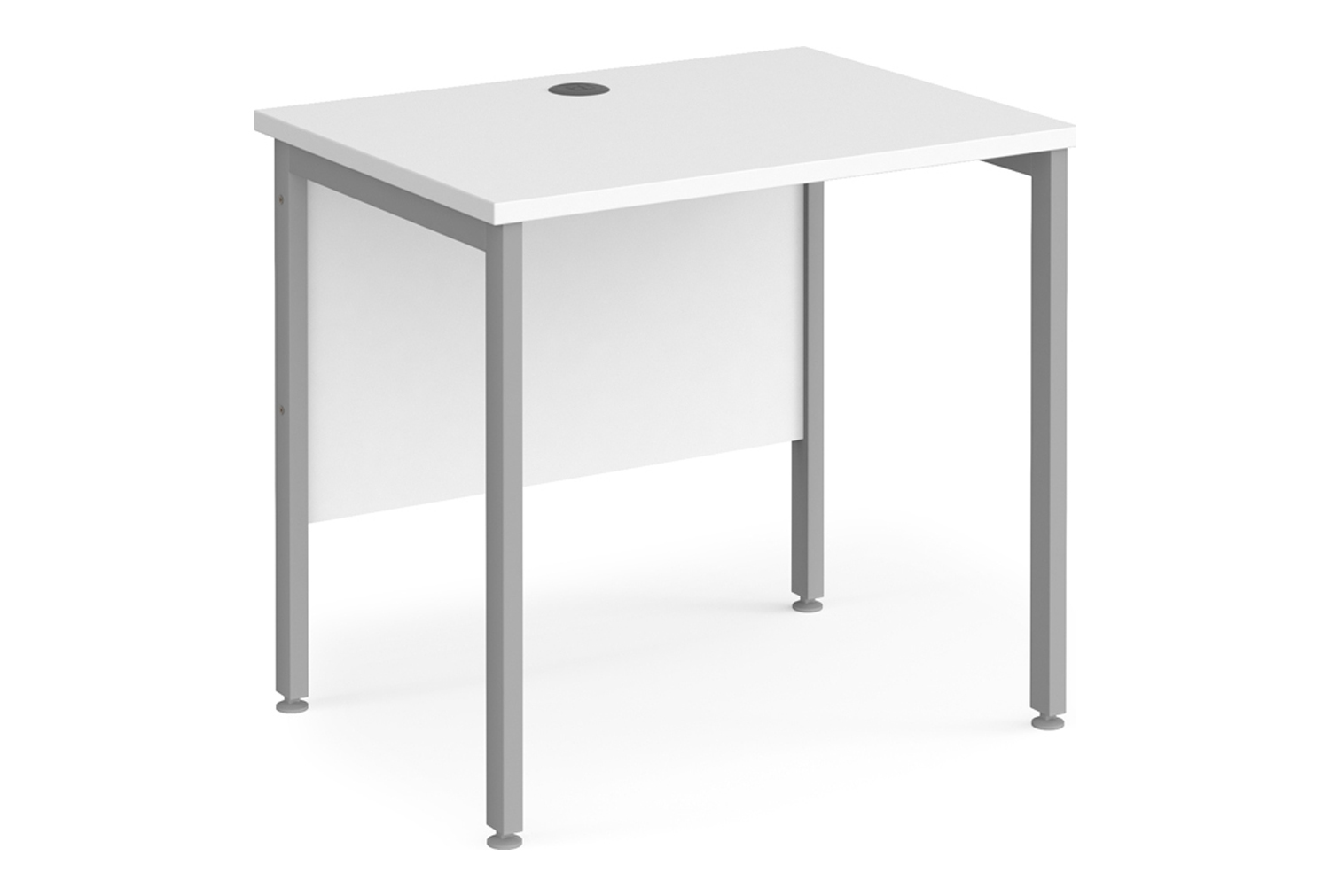 Value Line Deluxe H-Leg Narrow Rectangular Office Desk (Silver Legs), 80wx60dx73h (cm), White