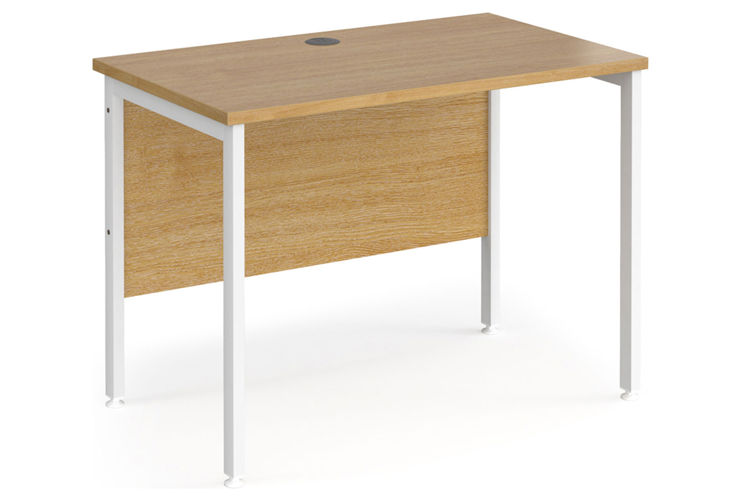 Value Line Deluxe H-Leg Narrow Rectangular Office Desk (White Legs), 100wx60dx73h (cm), Oak