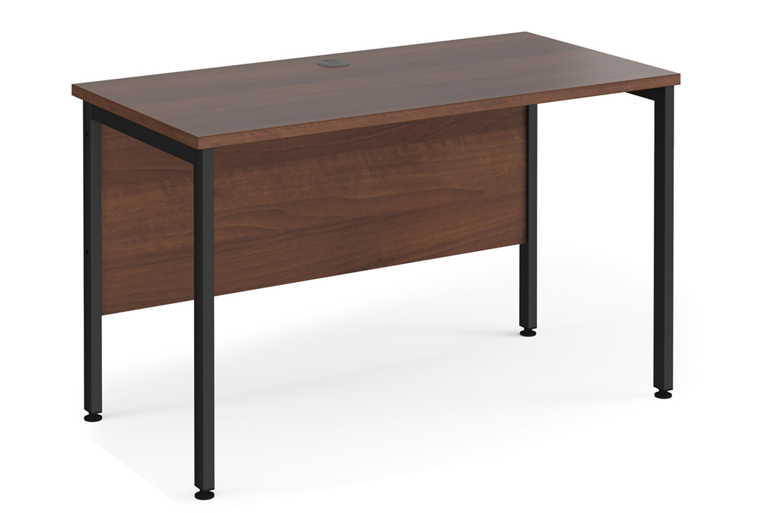 Value Line Deluxe H-Leg Narrow Rectangular Office Desk (Black Legs), 120w60dx73h (cm), Walnut, Fully Installed