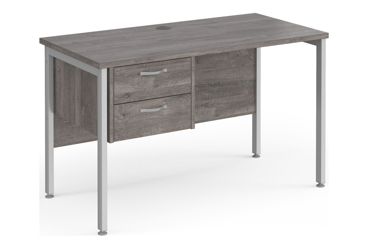 Value Line Deluxe H-Leg Narrow Rectangular Office Desk 2 Drawers (Silver Legs), 120w60dx73h (cm), Grey Oak, Express Delivery