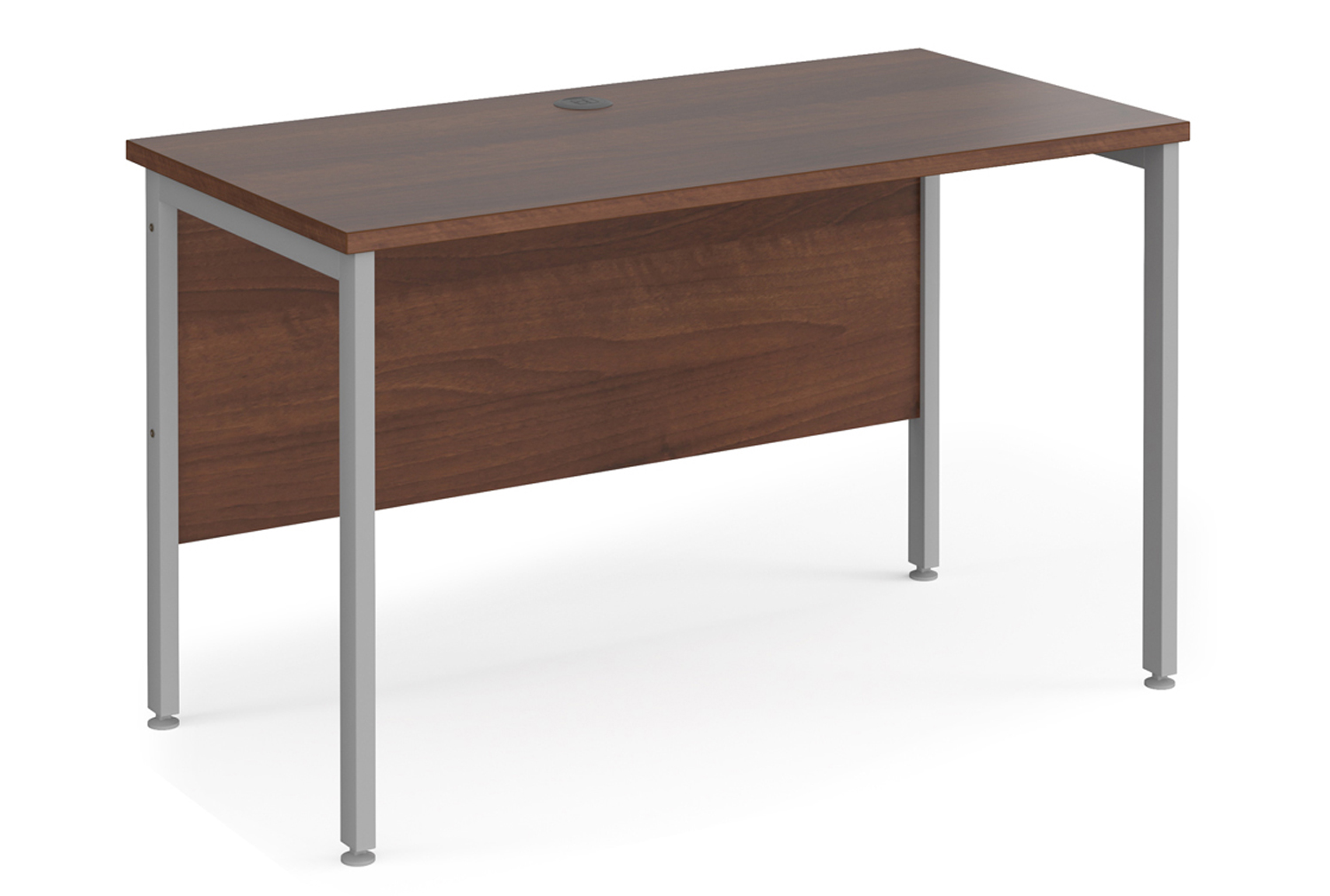 Value Line Deluxe H-Leg Narrow Rectangular Office Desk (Silver Legs), 120w60dx73h (cm), Walnut, Fully Installed