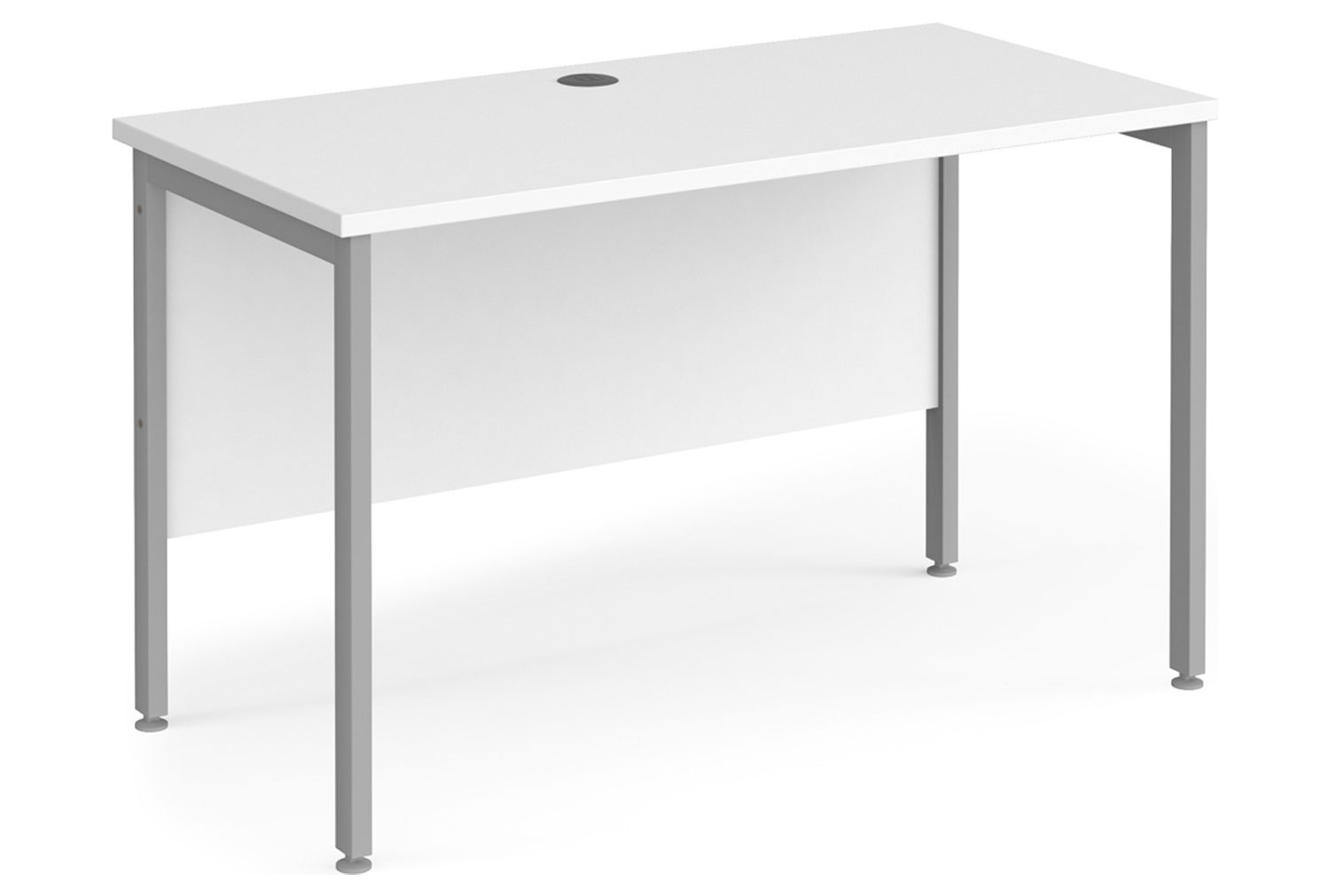 Value Line Deluxe H-Leg Narrow Rectangular Office Desk (Silver Legs), 120w60dx73h (cm), White, Express Delivery