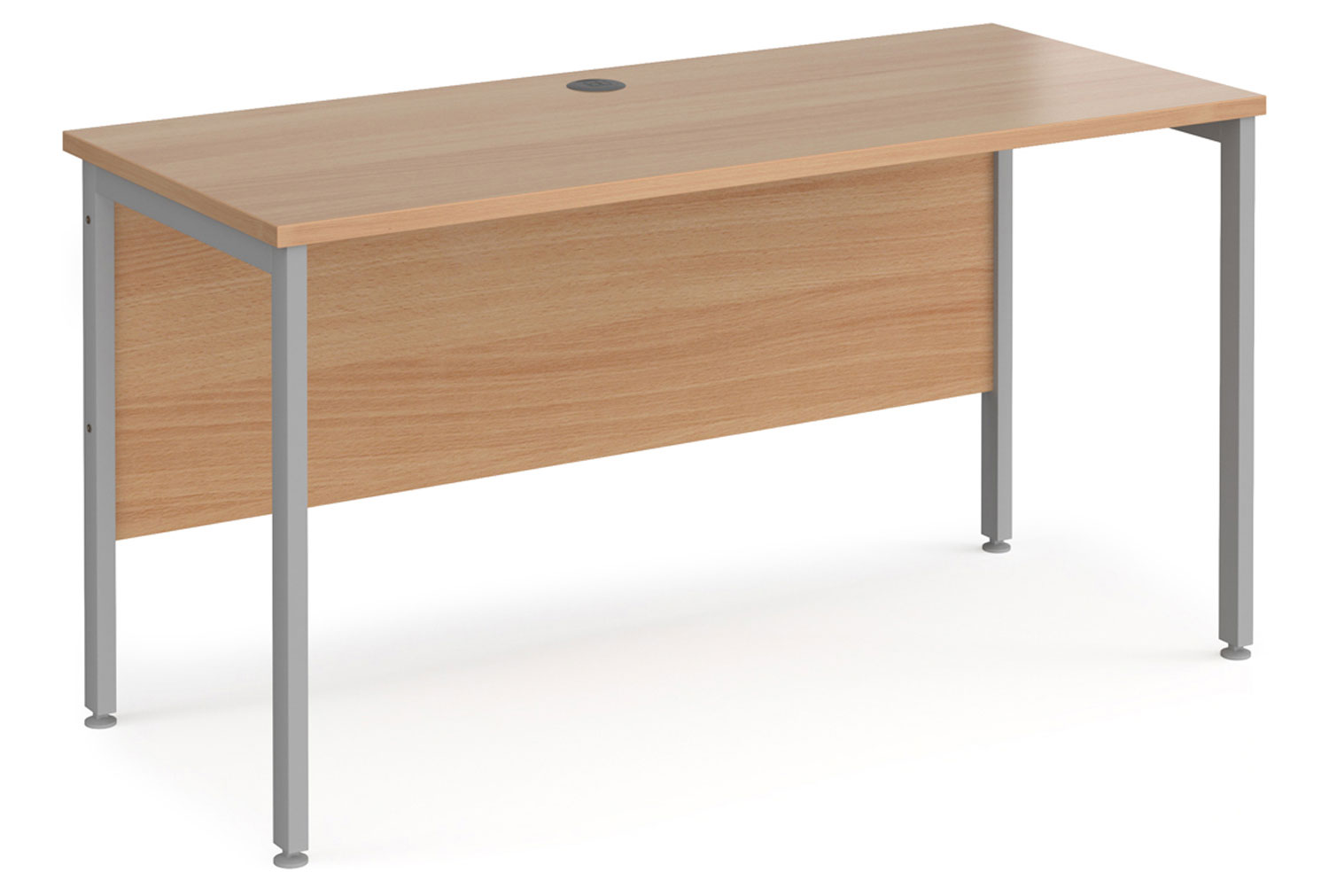 Value Line Deluxe H-Leg Narrow Rectangular Office Desk (Silver Legs), 140wx60dx73h (cm), Beech, Express Delivery