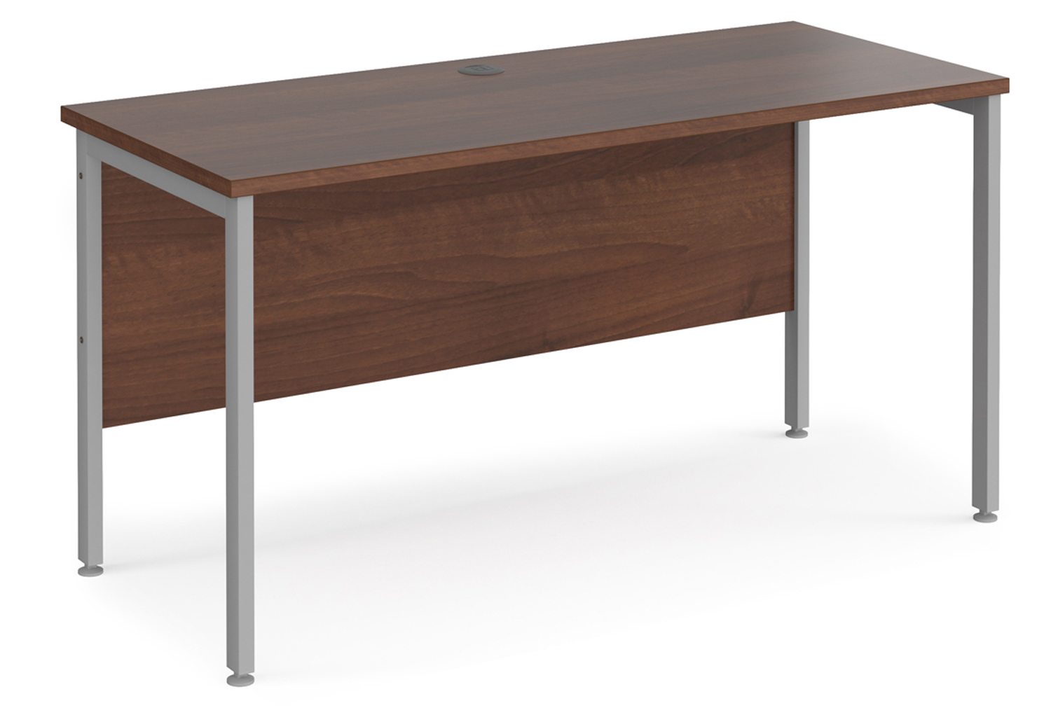 Value Line Deluxe H-Leg Narrow Rectangular Office Desk (Silver Legs), 140wx60dx73h (cm), Walnut