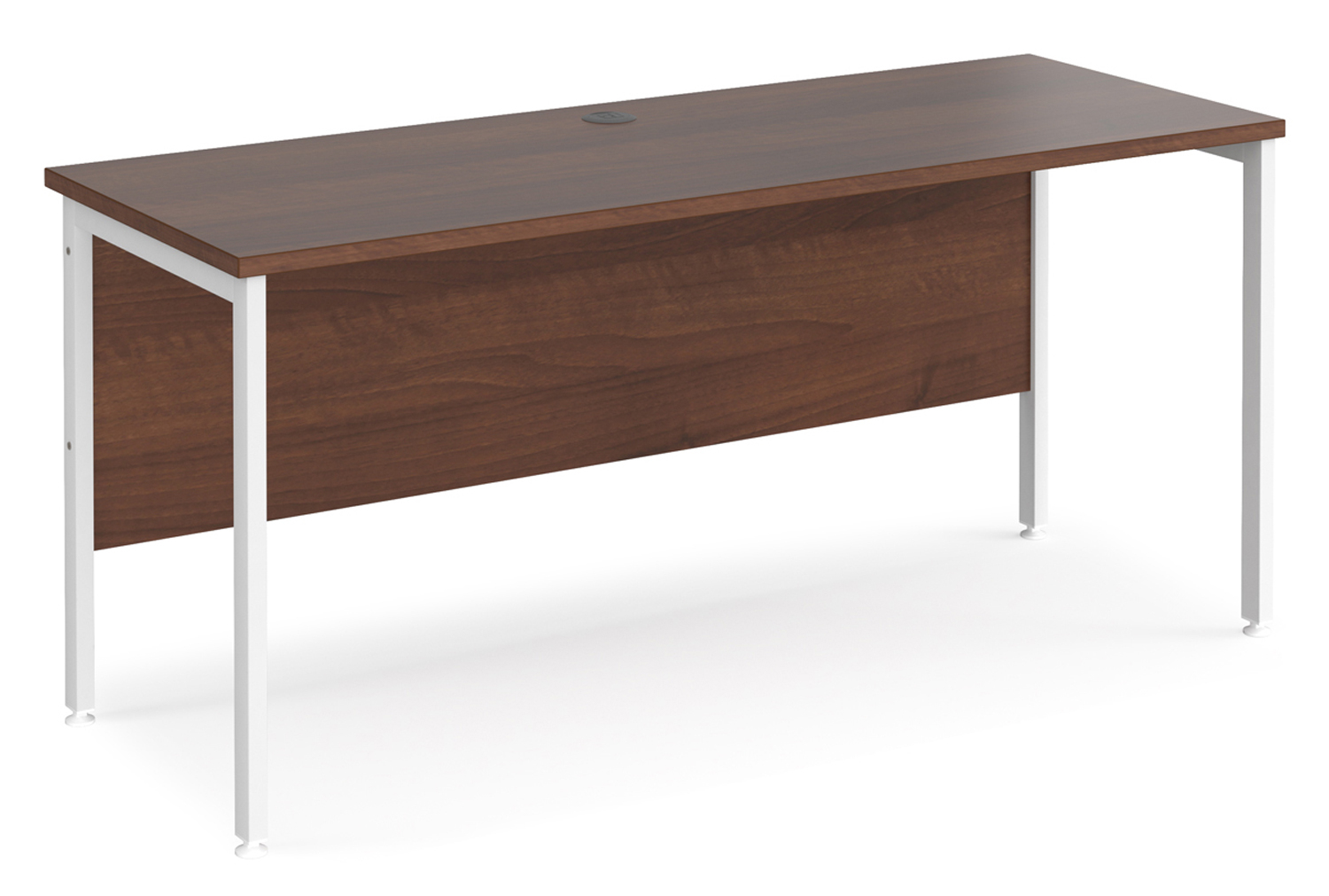 Value Line Deluxe H-Leg Narrow Rectangular Office Desk (White Legs), 160wx60dx73h (cm), Walnut
