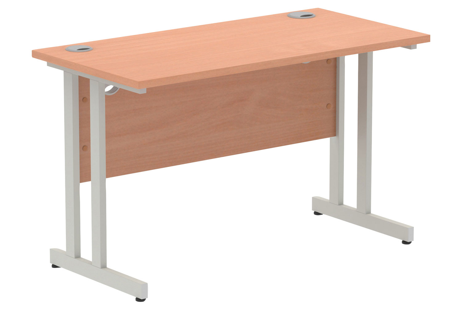 Vitali C-Leg Narrow Rectangular Office Desk (Silver Legs), 120w60dx73h (cm), Beech