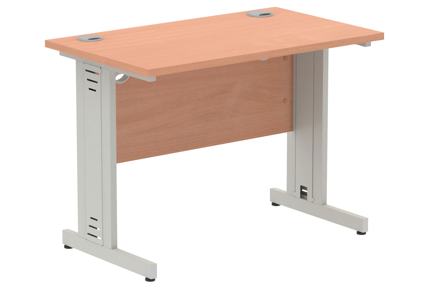 Vitali Deluxe Narrow Rectangular Office Desk (Silver Legs), 100wx60dx73h (cm), Beech