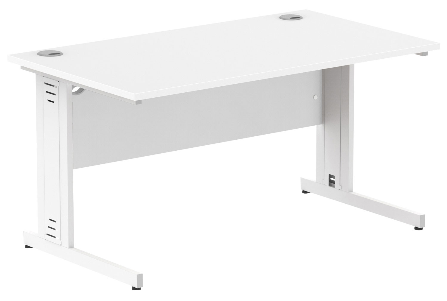 Vitali Deluxe Rectangular Office Desk (White Legs), 140wx80dx73h (cm), White
