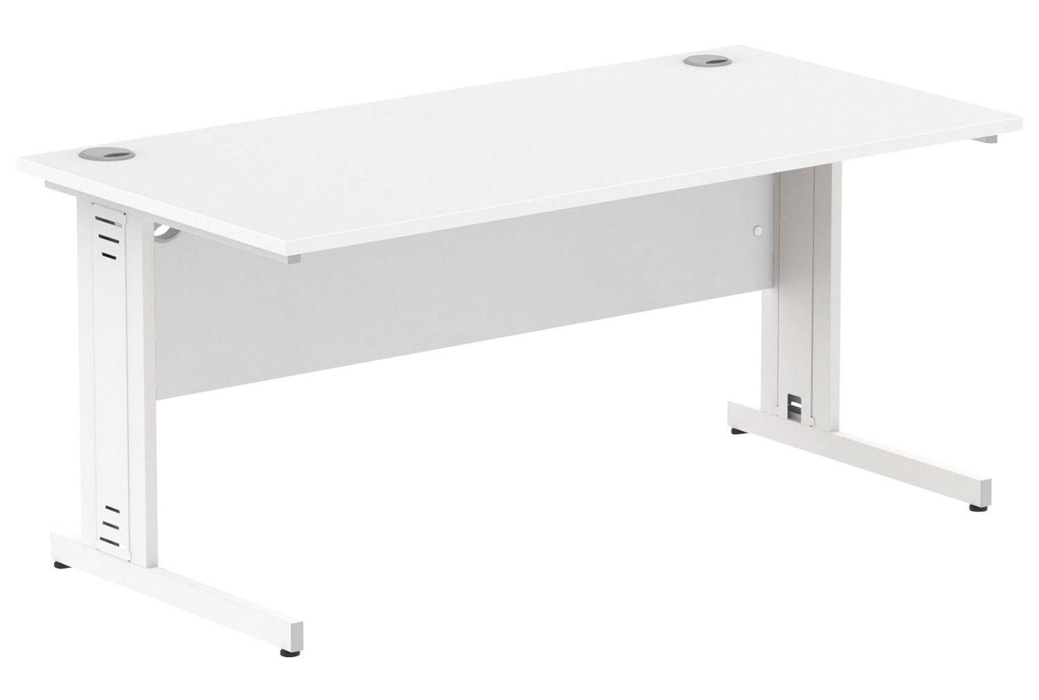 Vitali Deluxe Rectangular Office Desk (White Legs), 160wx80dx73h (cm), White