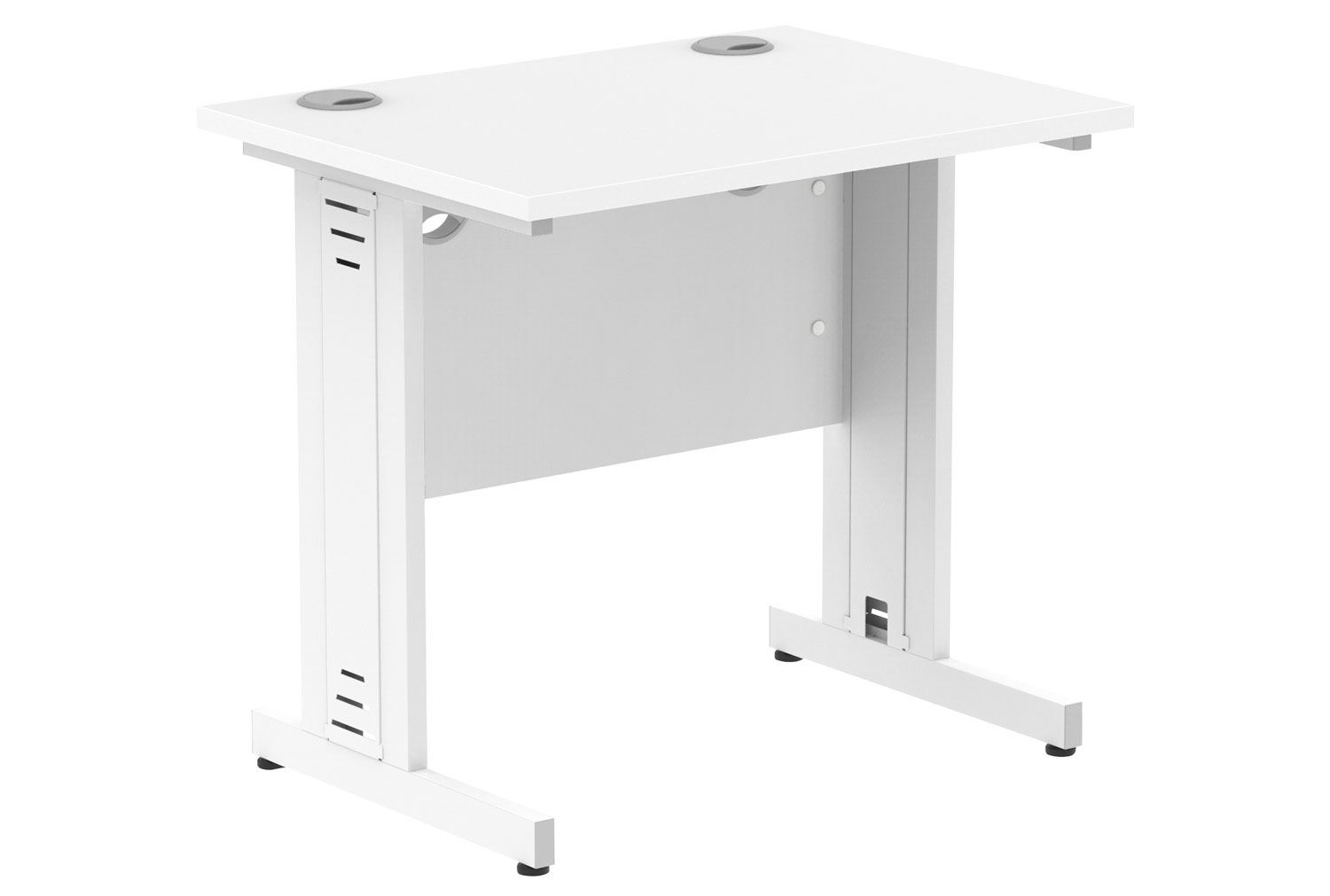 Vitali Deluxe Narrow Rectangular Office Desk (White Legs), 80wx60dx73h (cm), White