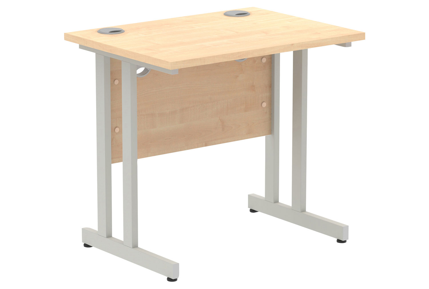 All Maple Narrow C-Leg Rectangular Office Desk, 80wx60dx73h (cm), Silver Frame