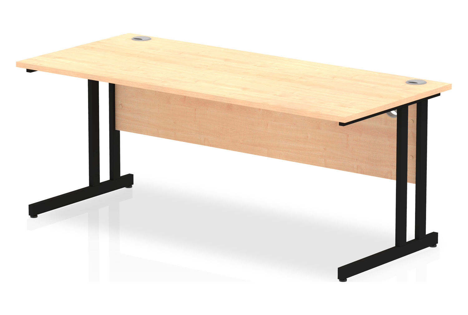 Vitali C-Leg Rectangular Office Desk (Black Legs), 180wx80dx73h (cm), Maple