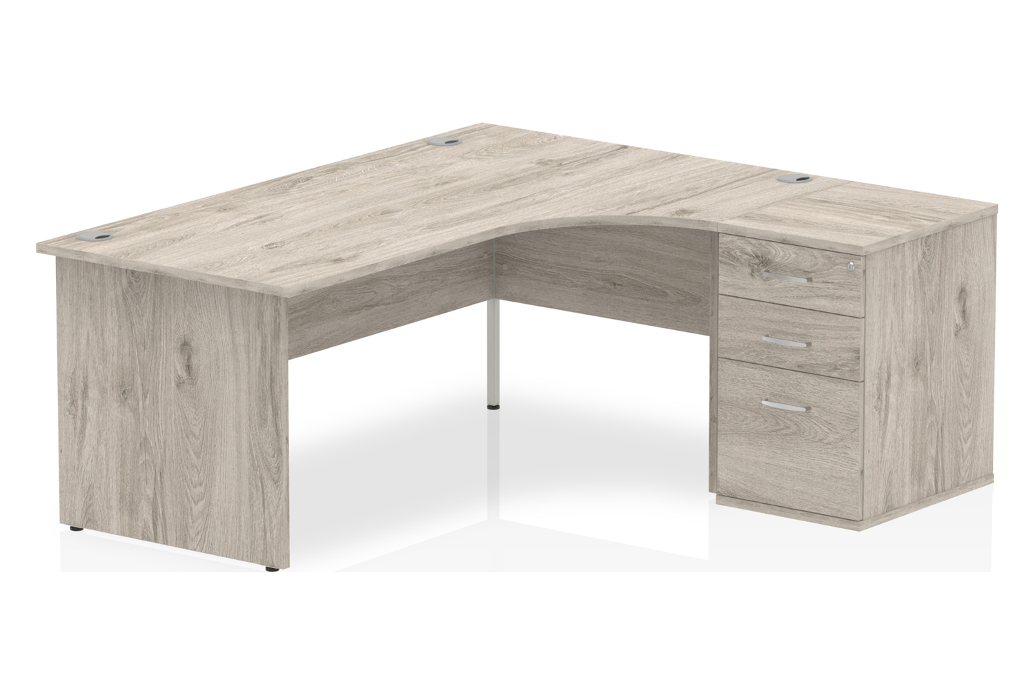 Vitali Panel End Office Desk Bundle Deal 5, 180wx120/80dx73h (cm), Grey Oak