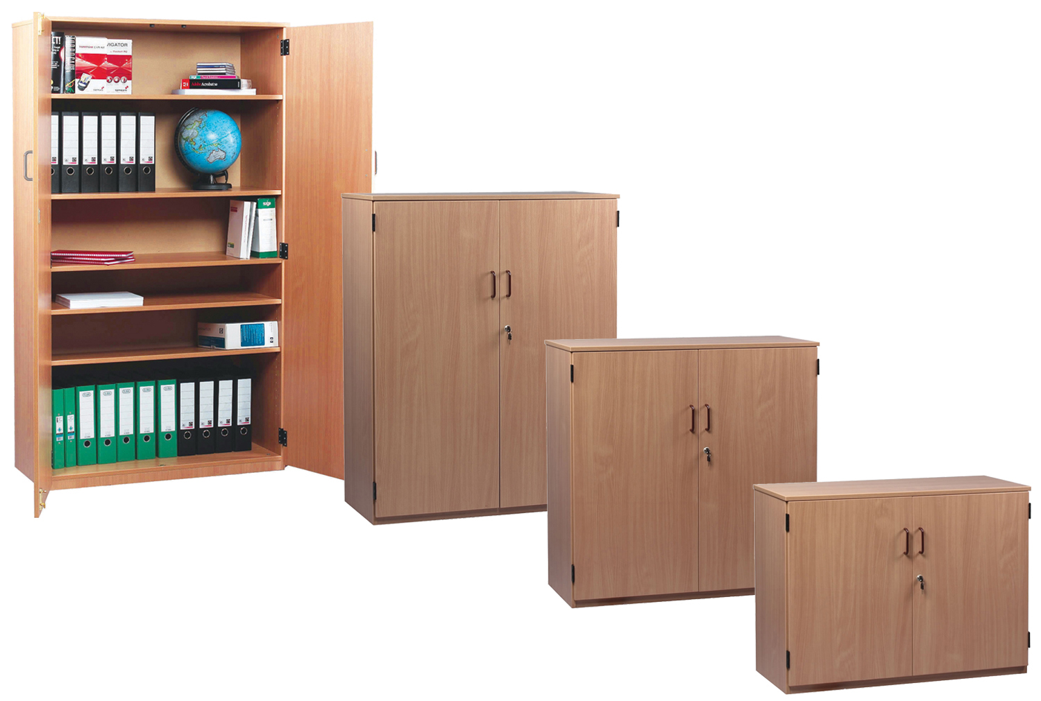 School Classroom Cupboards, 2 Shelf - 102wx48dx77h (cm), Beech