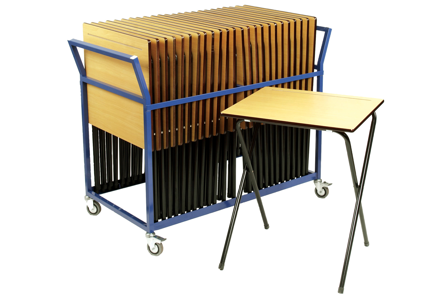 Premium Folding Exam Desk Bundle Deal (25 Desks & 1 Trolley), Black