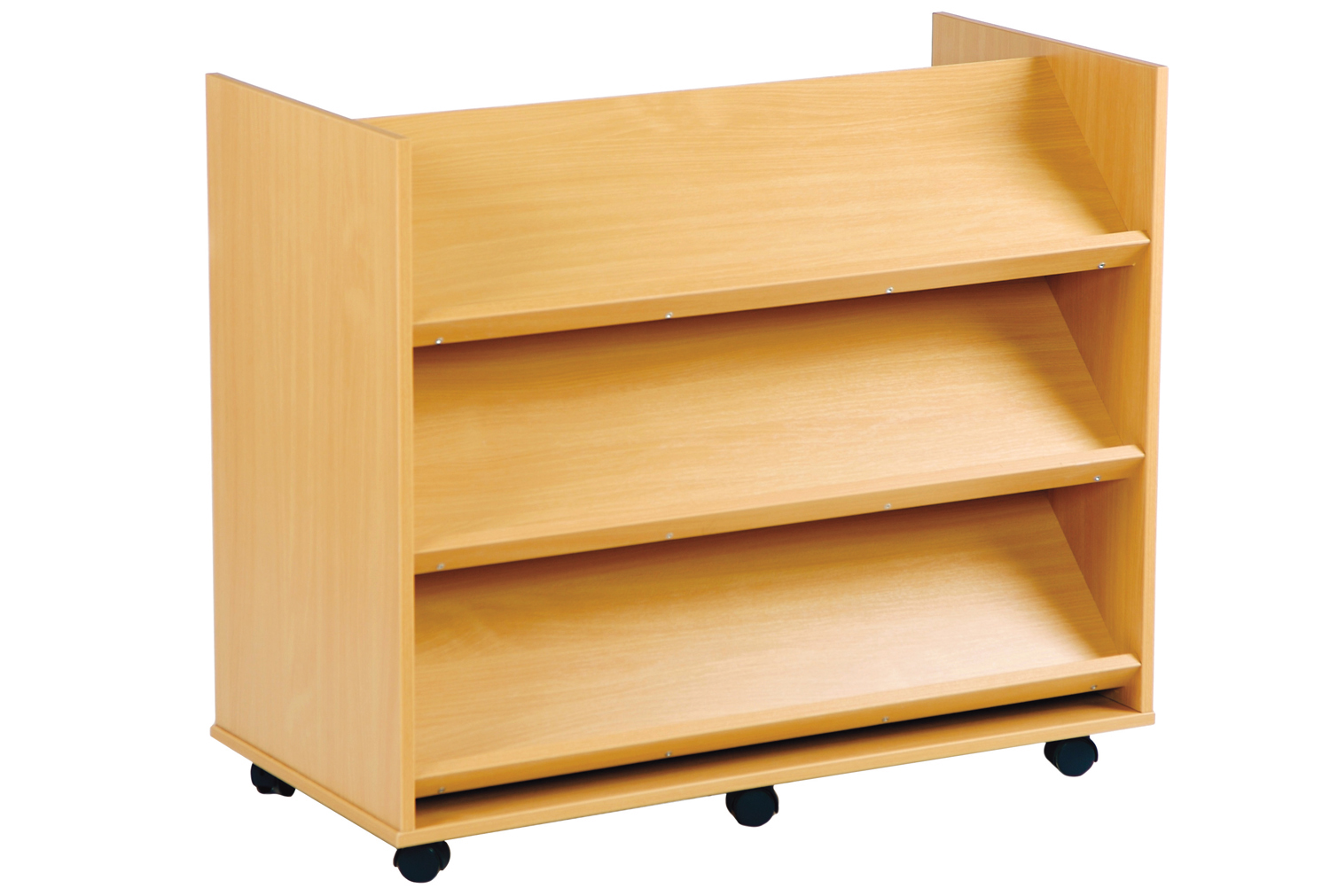 Book Storage 3 Angled Shelves, Beech