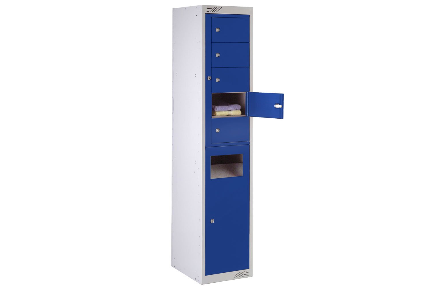Economy Garment Combination Dispenser & Collector, 5 Door - 38wx46dx178h (cm), Cam Lock, Blue