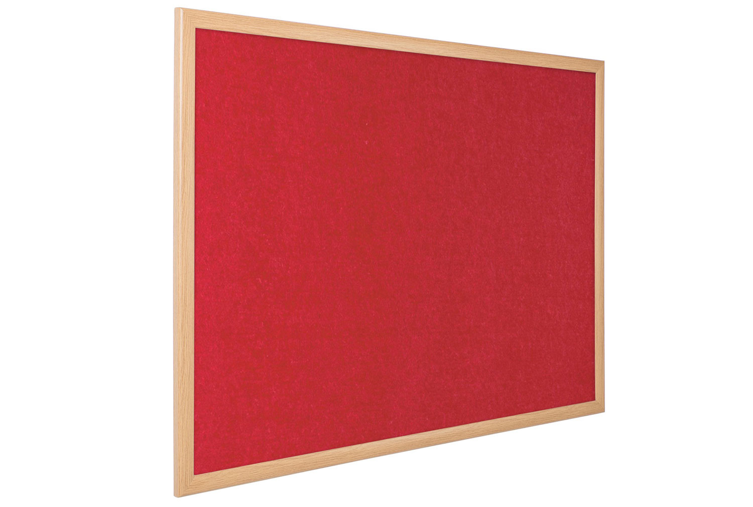 Eco-Colour Light Oak Noticeboard, 120wx90h (cm), Red