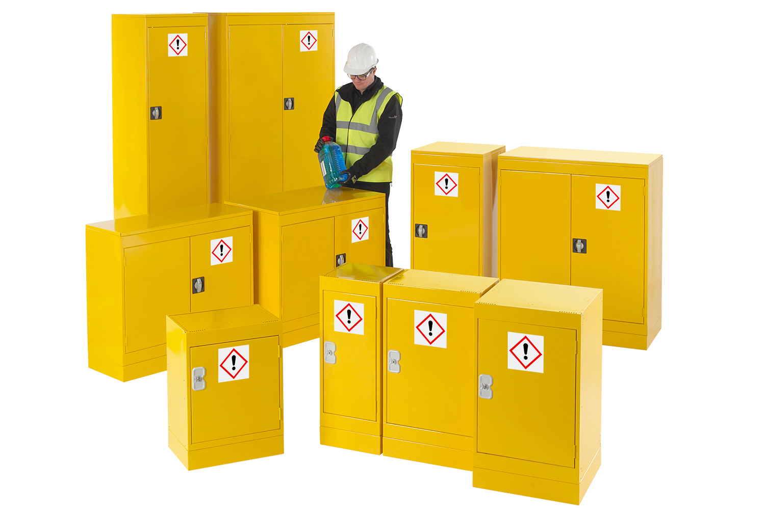 Economy Hazardous Substance Storage Office Cupboards, 2 Shelf - 92wx51dx107h (cm), Yellow