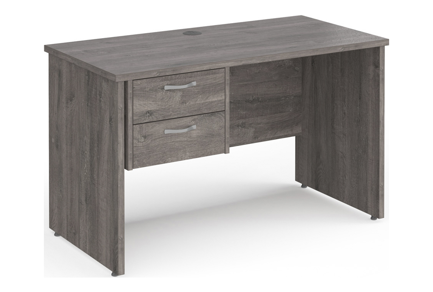 Value Line Deluxe Panel End Narrow Rectangular Office Desk 2 Drawers, 120w60dx73h (cm), Grey Oak