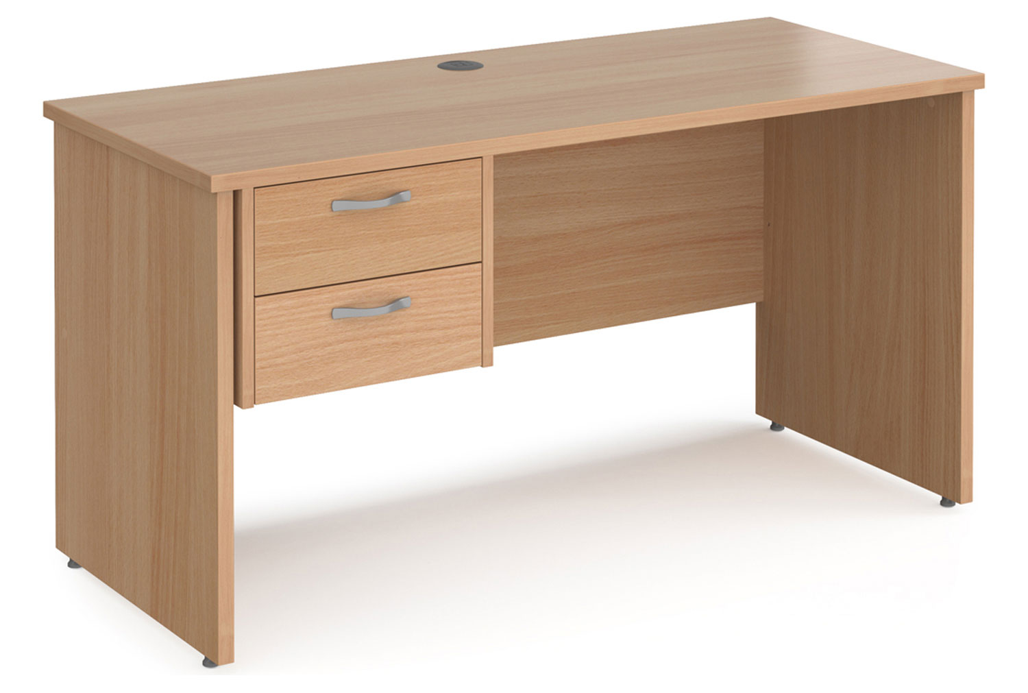 Value Line Deluxe Panel End Narrow Rectangular Office Desk 2 Drawers, 140wx60dx73h (cm), Beech, Fully Installed