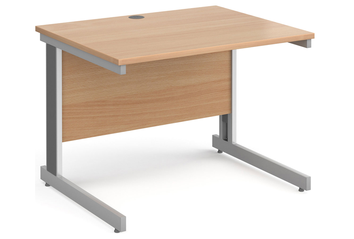 All Beech Deluxe Rectangular Office Desk, 100wx80dx73h (cm), Fully Installed