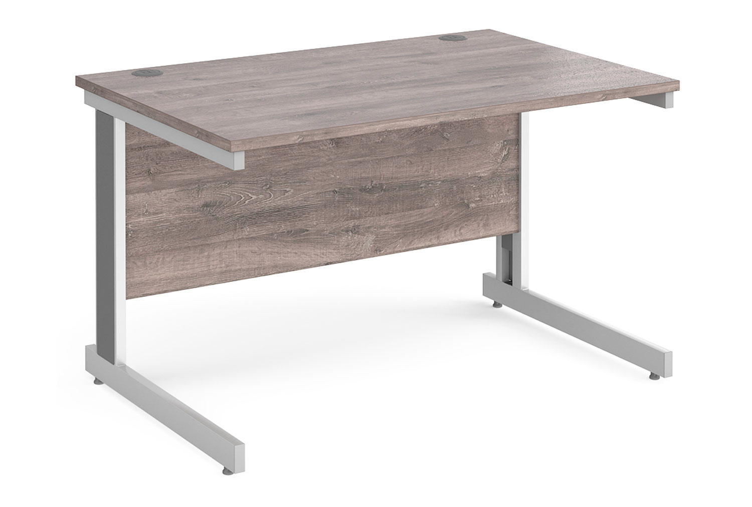 All Grey Oak Deluxe Rectangular Office Desk, 120wx80dx73h (cm), Fully Installed