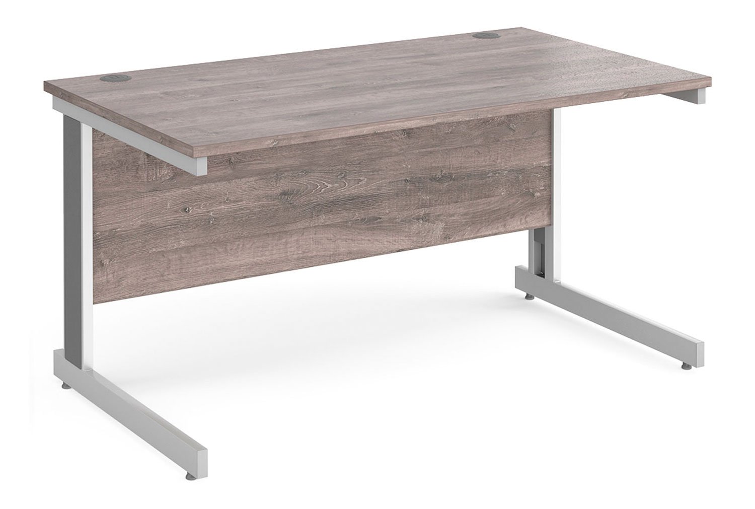 All Grey Oak Deluxe Rectangular Office Desk, 140wx80dx73h (cm), Fully Installed