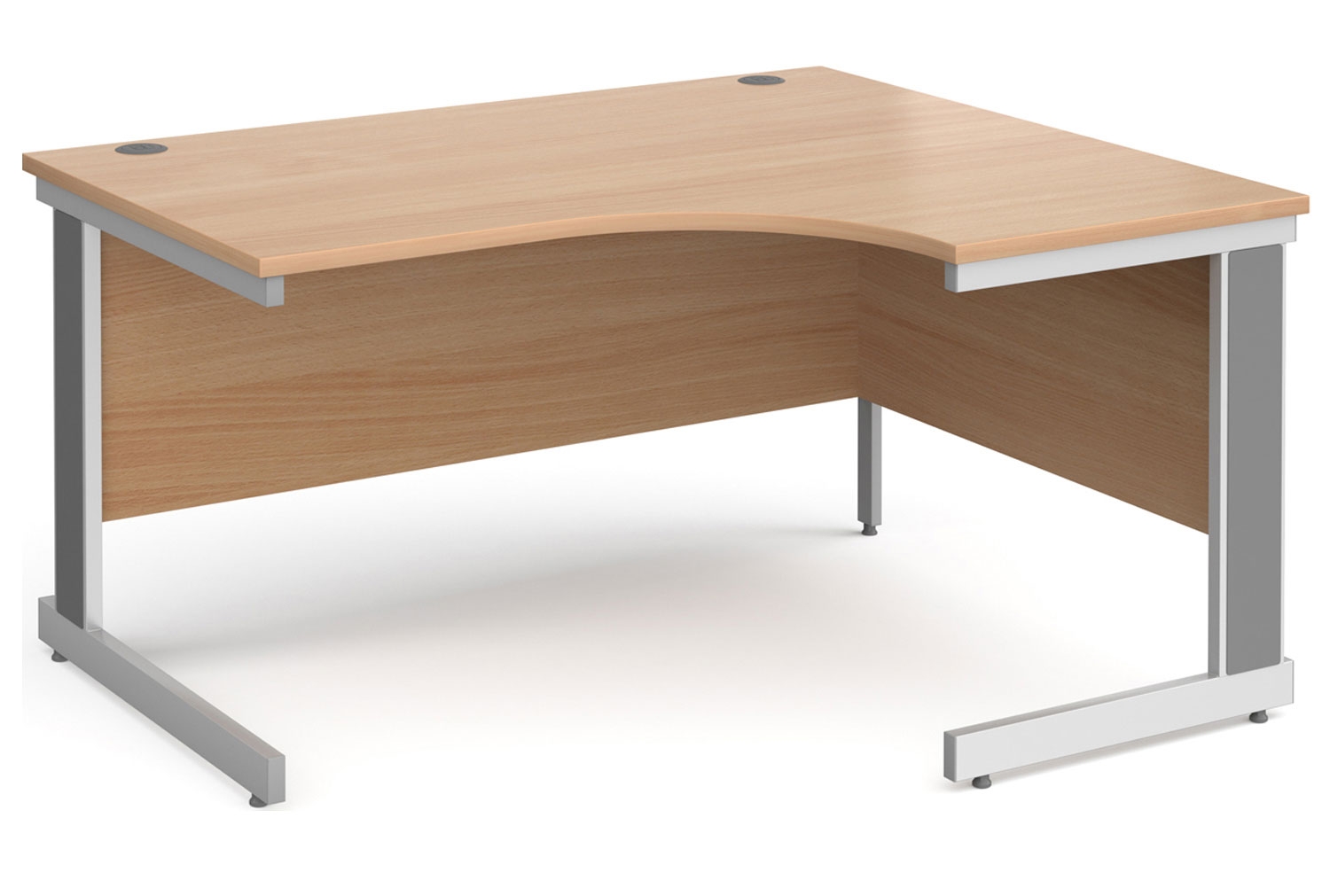 Tully Deluxe Right Hand Ergonomic Office Desk, 140wx120/80dx73h (cm), Beech, Express Delivery