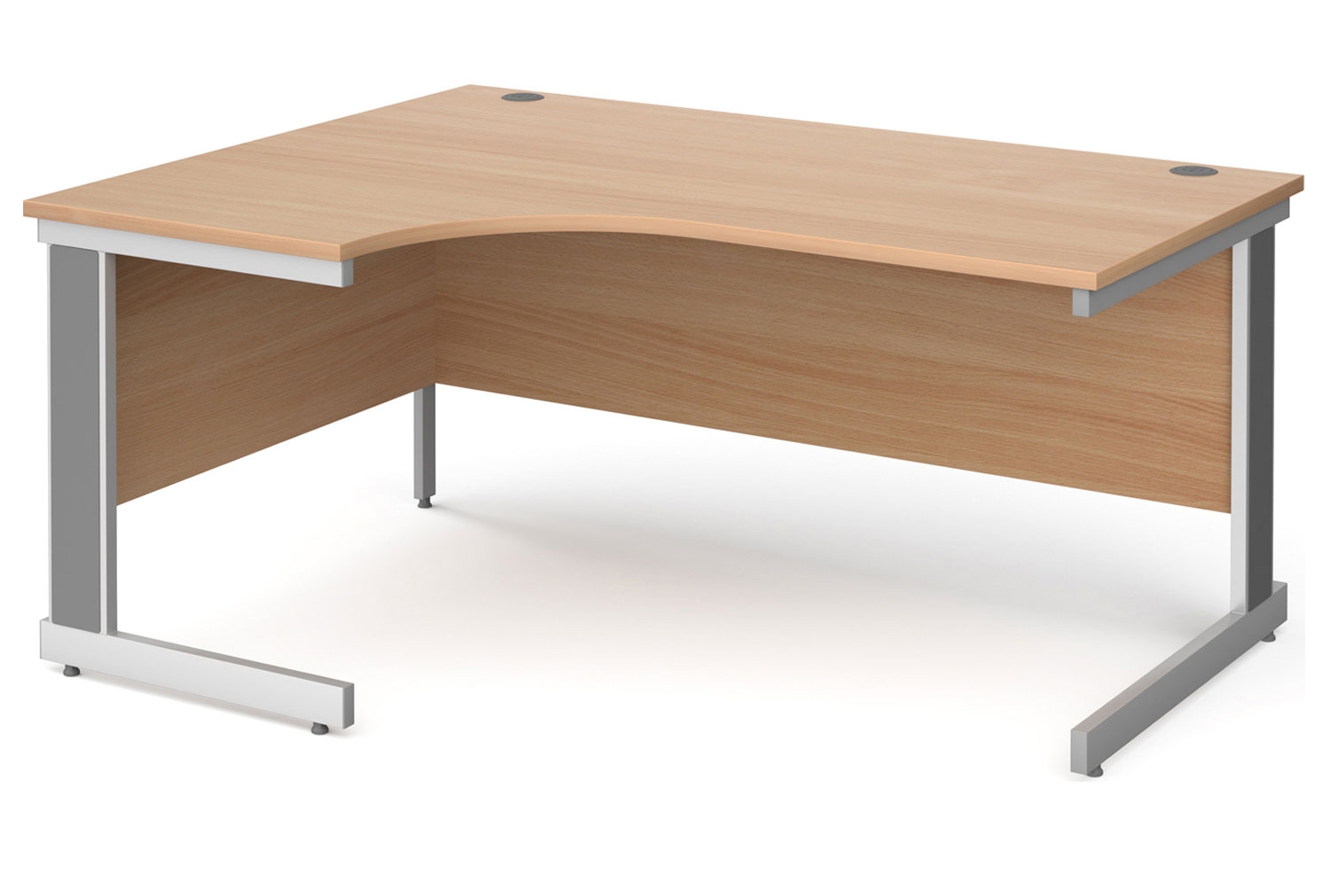 Tully Deluxe Left Hand Ergonomic Office Desk, 160wx120/80dx73h (cm), Beech, Express Delivery