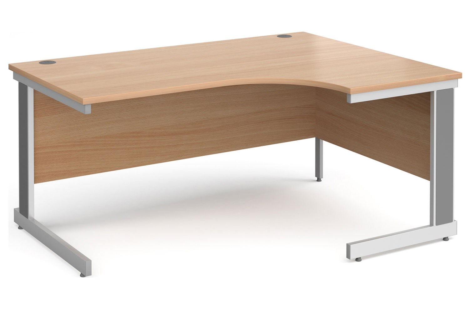 Tully Deluxe Right Hand Ergonomic Office Desk, 160wx120/80dx73h (cm), Beech, Express Delivery