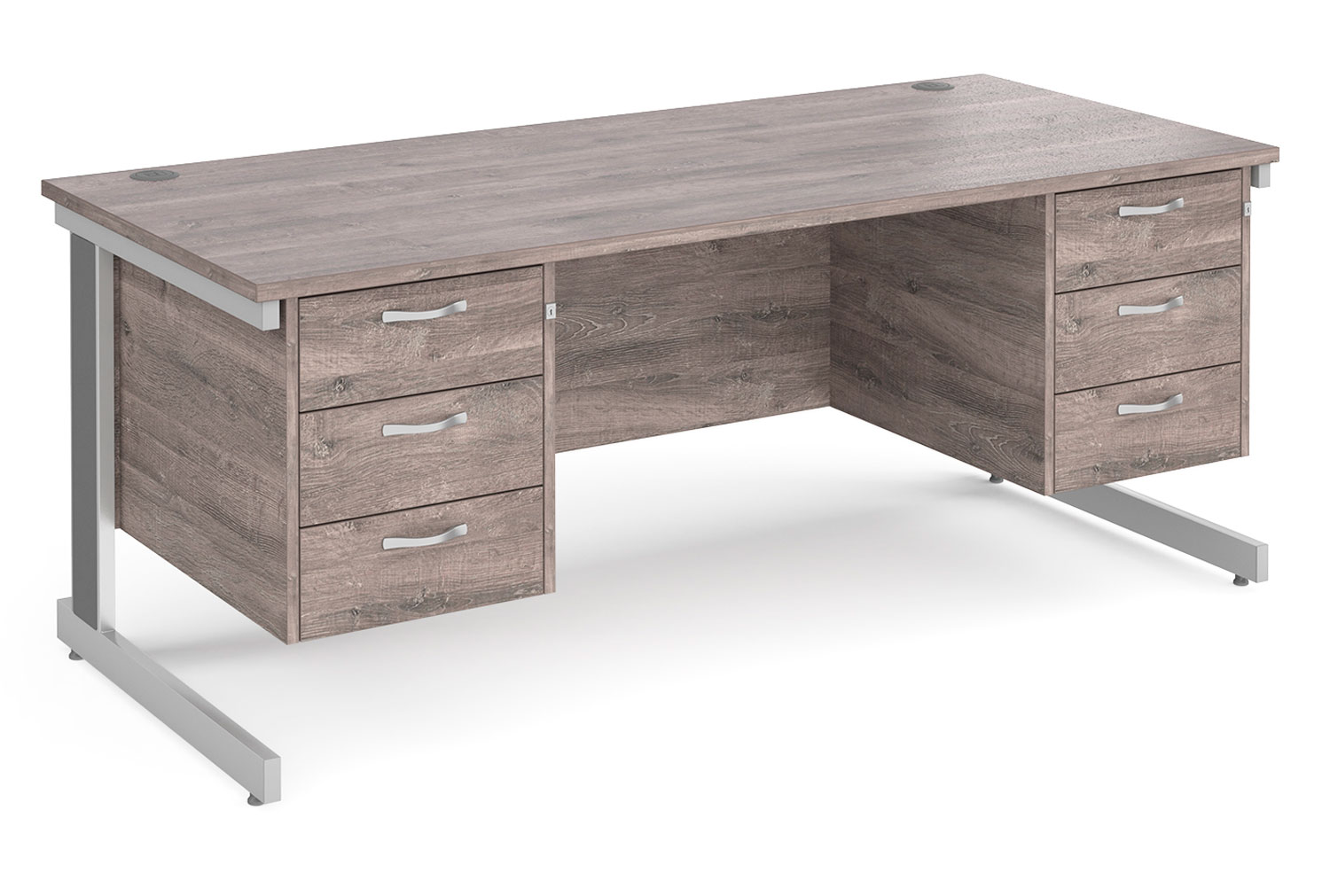 All Grey Oak Deluxe Executive Office Desk 3+3 Drawers, 180wx80dx73h (cm), Fully Installed
