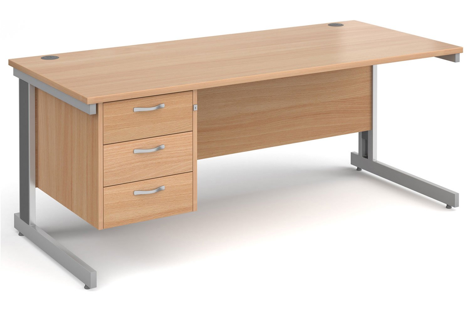 Tully Deluxe Rectangular Office Desk 3 Drawers, 180wx80dx73h (cm), Beech