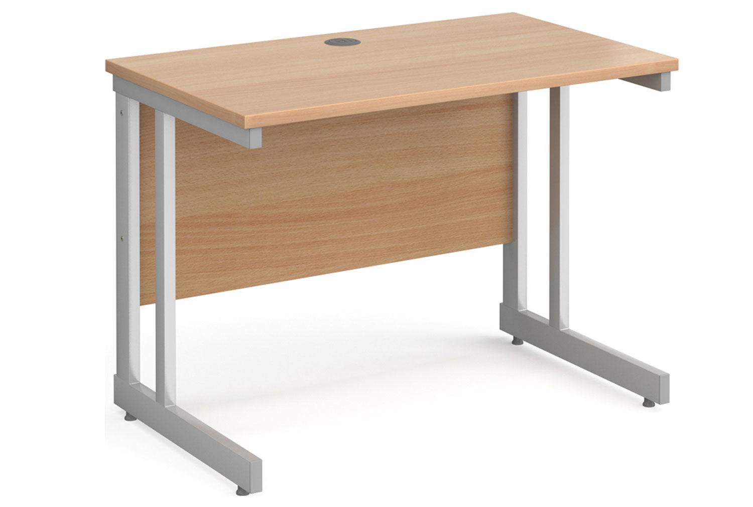 All Beech Double C-Leg Narrow Rectangular Office Desk, 100wx60dx73h (cm)