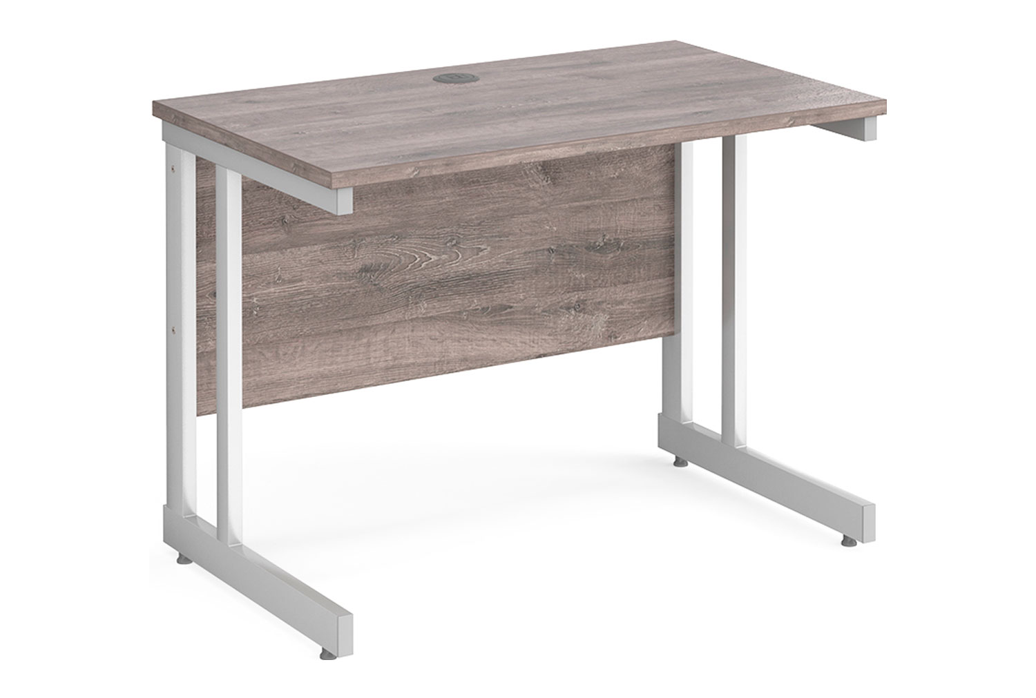 Tully II Narrow Rectangular Office Desk, 100wx60dx73h (cm), Grey Oak, Express Delivery