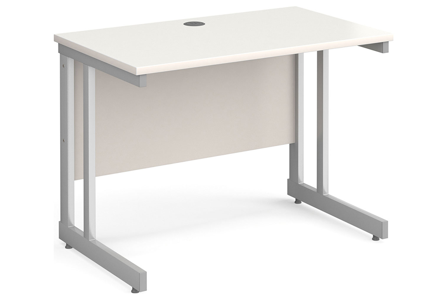 All White Double C-Leg Narrow Rectangular Office Desk, 100wx60dx73h (cm)